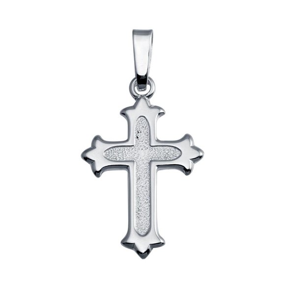Silver 925 High Polished Floury Cross Pendant